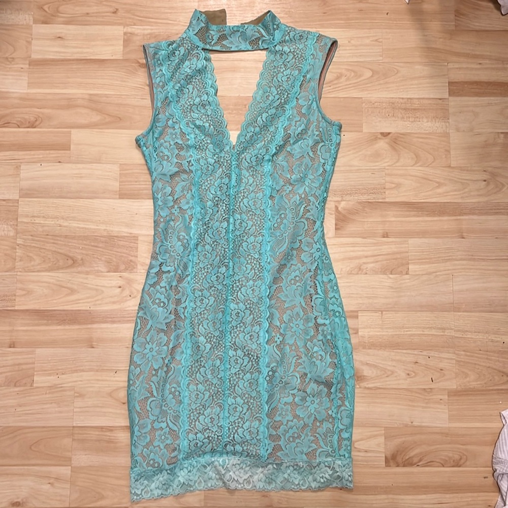 BEBE Blue Lace Dress